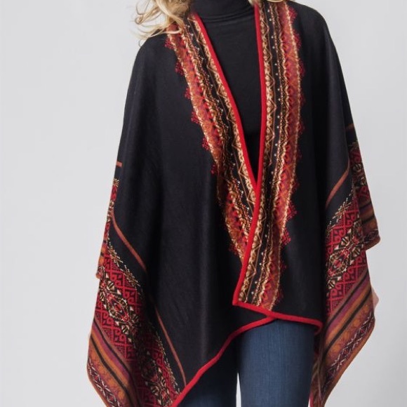 **SOLD** Stunning Reversible Alpaca Ruana *HP* - Picture 5 of 7